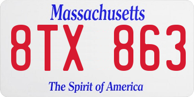 MA license plate 8TX863