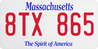 MA license plate 8TX865