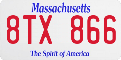 MA license plate 8TX866
