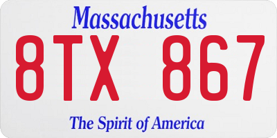 MA license plate 8TX867