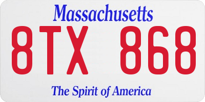 MA license plate 8TX868