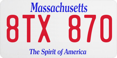 MA license plate 8TX870