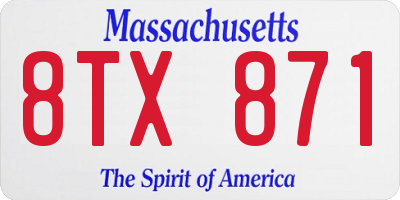 MA license plate 8TX871
