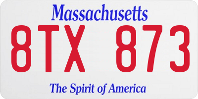 MA license plate 8TX873