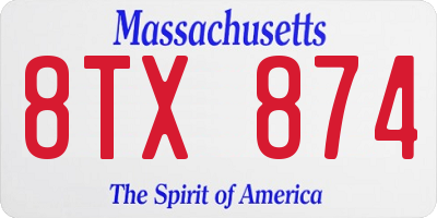 MA license plate 8TX874