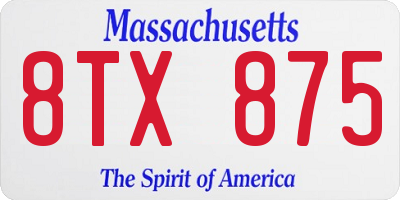 MA license plate 8TX875