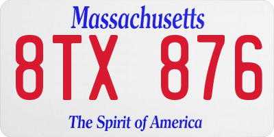 MA license plate 8TX876