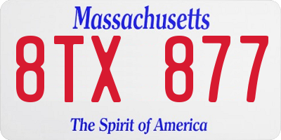 MA license plate 8TX877