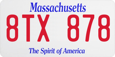MA license plate 8TX878