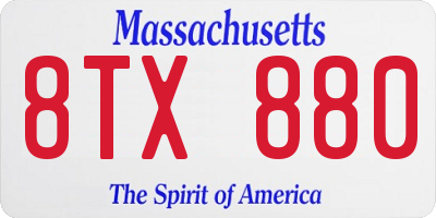 MA license plate 8TX880