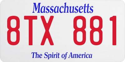 MA license plate 8TX881