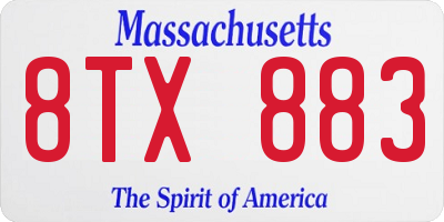 MA license plate 8TX883