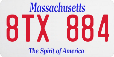 MA license plate 8TX884