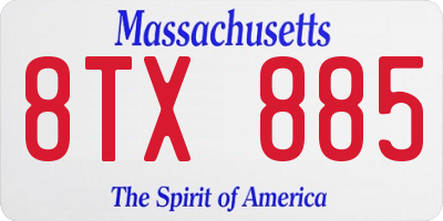 MA license plate 8TX885