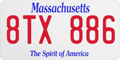MA license plate 8TX886