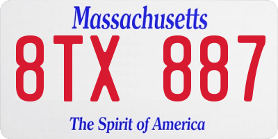 MA license plate 8TX887