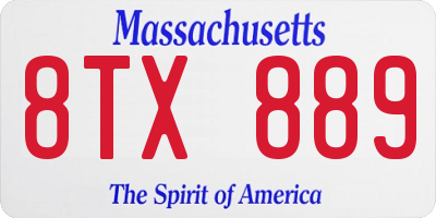 MA license plate 8TX889