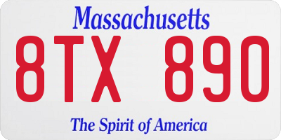 MA license plate 8TX890