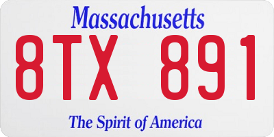 MA license plate 8TX891