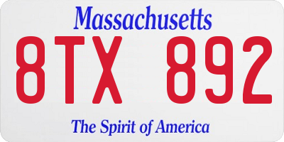 MA license plate 8TX892