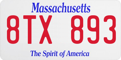 MA license plate 8TX893