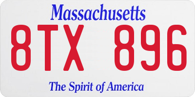 MA license plate 8TX896