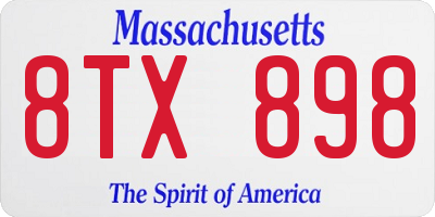 MA license plate 8TX898
