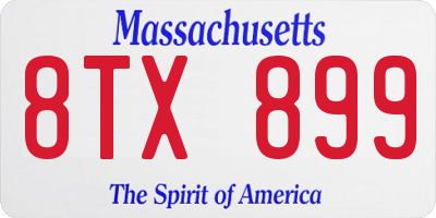 MA license plate 8TX899
