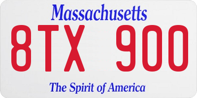 MA license plate 8TX900