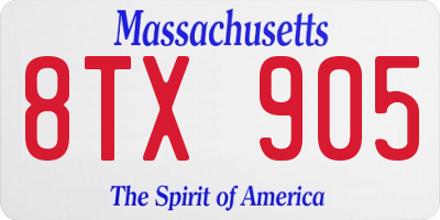 MA license plate 8TX905