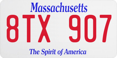 MA license plate 8TX907
