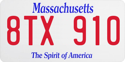 MA license plate 8TX910