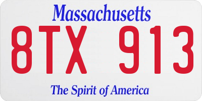MA license plate 8TX913