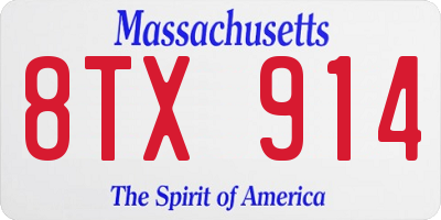 MA license plate 8TX914