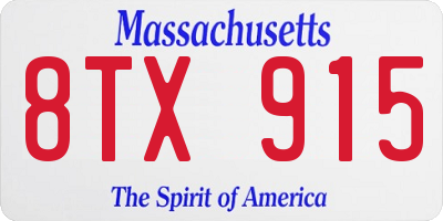 MA license plate 8TX915