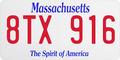 MA license plate 8TX916