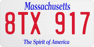 MA license plate 8TX917