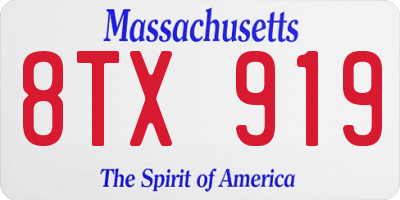 MA license plate 8TX919