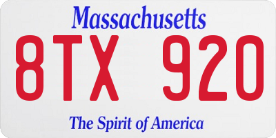 MA license plate 8TX920