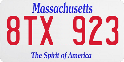 MA license plate 8TX923