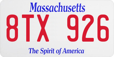 MA license plate 8TX926