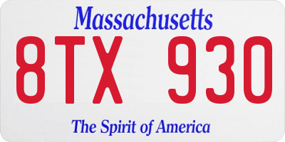 MA license plate 8TX930