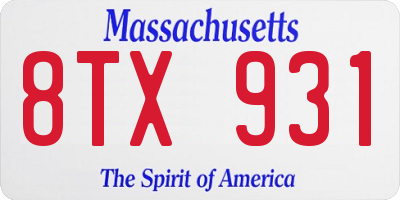 MA license plate 8TX931