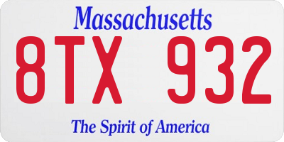 MA license plate 8TX932