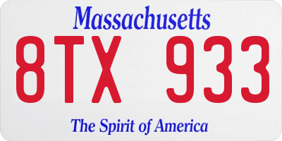 MA license plate 8TX933