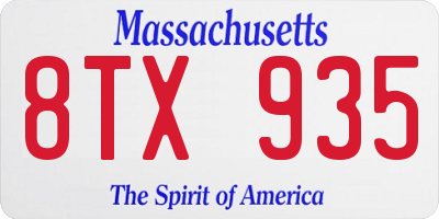 MA license plate 8TX935