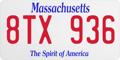 MA license plate 8TX936
