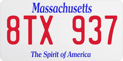 MA license plate 8TX937