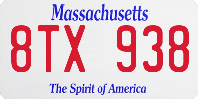 MA license plate 8TX938