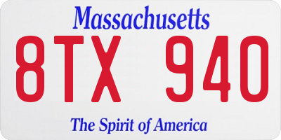 MA license plate 8TX940